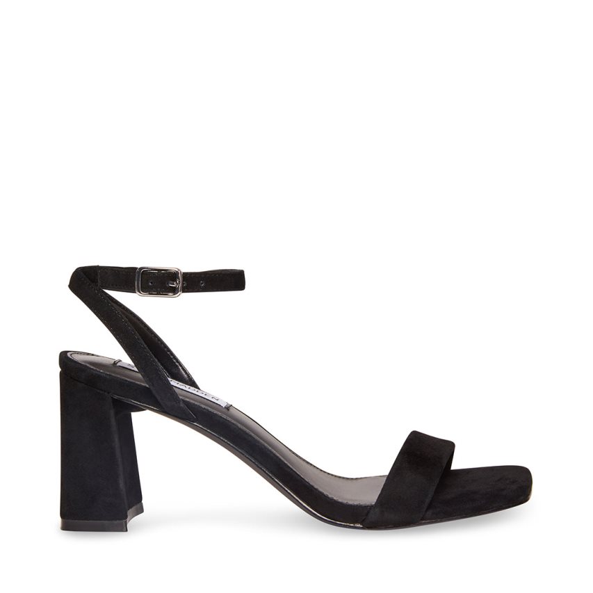 Sandalias Tacones Steve Madden Luxe Gamuza Mujer Negras | ES QW01E8